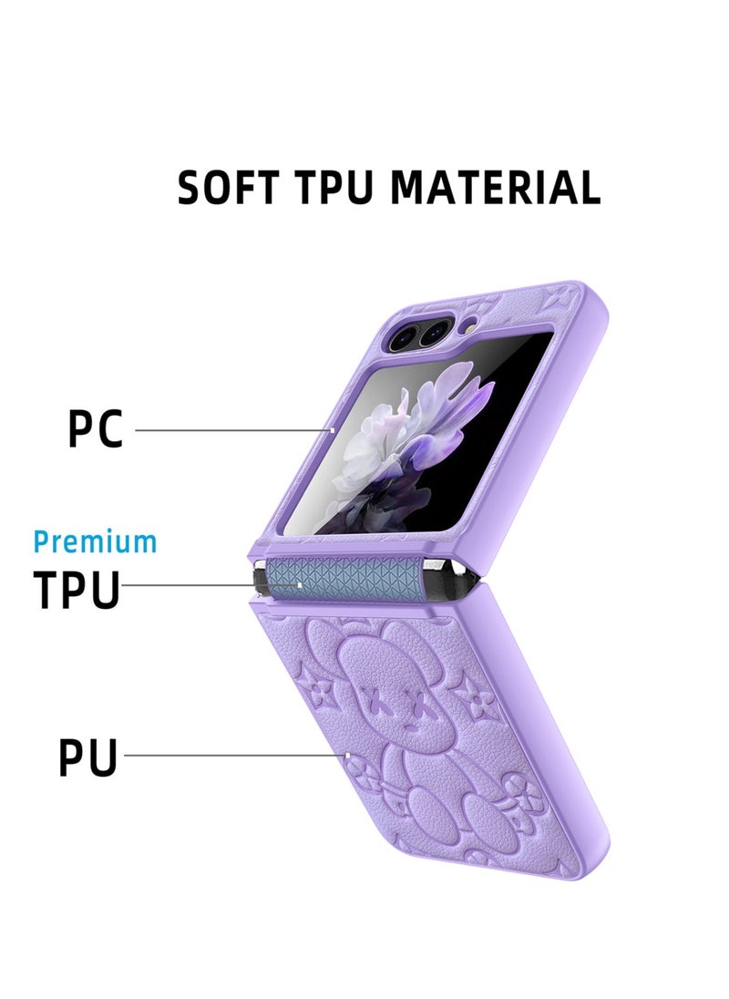 Aookay Case Compatible With Samsung Galaxy Z Flip 5,  Leather Protective Cover, Ultra Thin, Shockproof  - Image 2