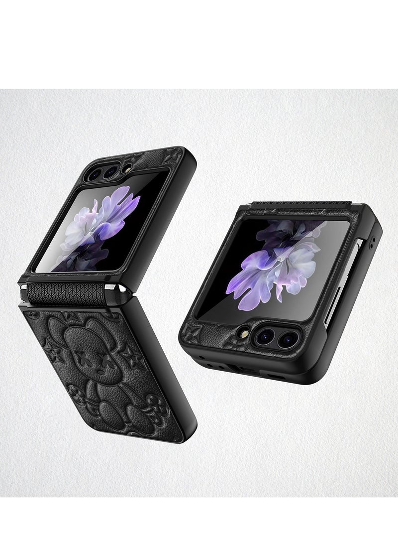 Aookay Case Compatible With Samsung Galaxy Z Flip 5,  Leather Protective Cover, Ultra Thin, Shockproof  - Image 1