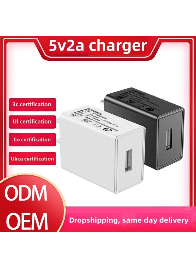 5v2a Mobile Phone Charger Head Gauge 3C Certification Ul Gauge Usb Plug 5v2000ma Adapter-Color:5v2a Us Standard Ul Certified Bag-Specifications:Black  - Image 1