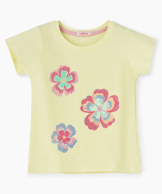 Jelliene YELLOW T-SHIRT WITH FLOWER PRINT - Image 1