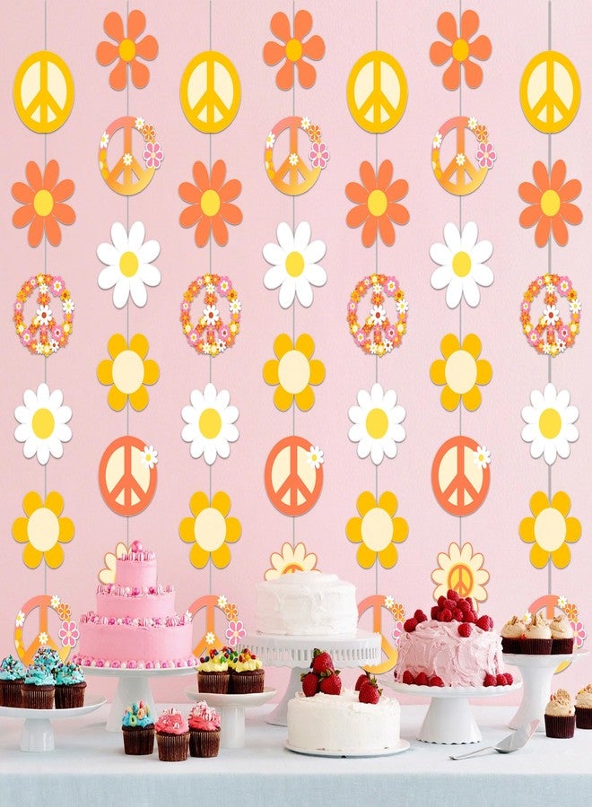 اوموني زينة حفلات الهيبي، زينة حفلات مستوحاة من الستينيات، 8 قطع، أكاليل زهور ورقية عتيقة الطراز من الستينيات، أكاليل زهور على شكل علامة السلام، زينة معلقة على السقف لحفلات الهيبي. - Image 5