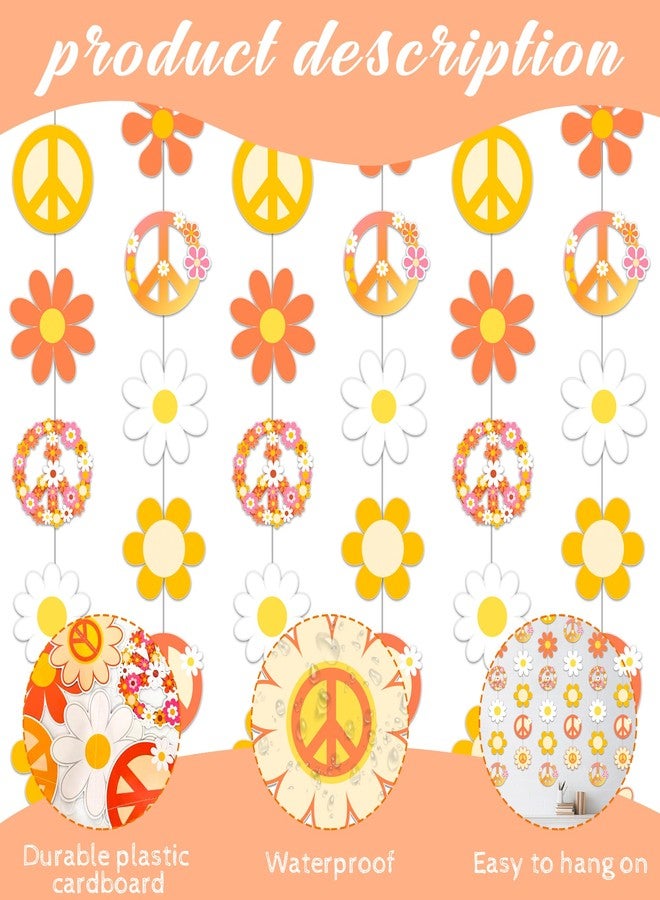 اوموني زينة حفلات الهيبي، زينة حفلات مستوحاة من الستينيات، 8 قطع، أكاليل زهور ورقية عتيقة الطراز من الستينيات، أكاليل زهور على شكل علامة السلام، زينة معلقة على السقف لحفلات الهيبي. - Image 3