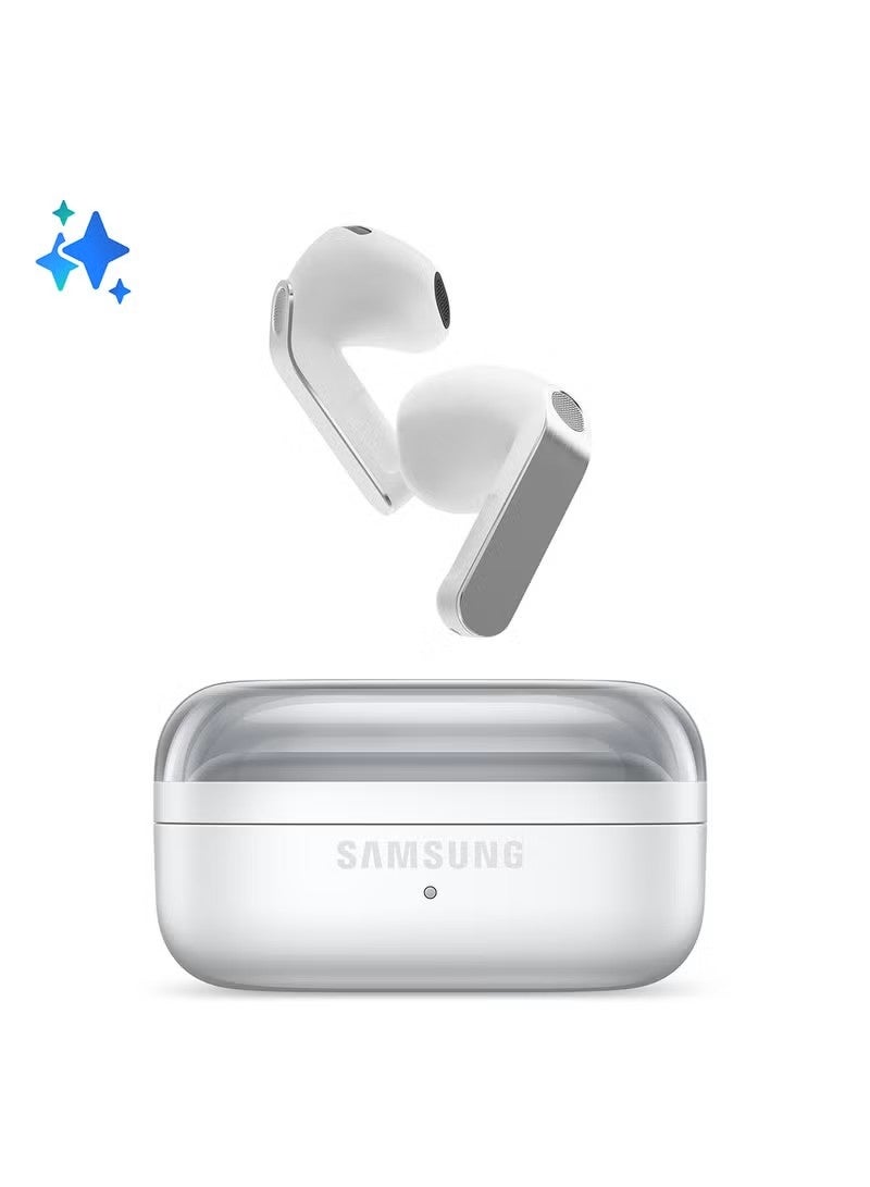 سامسونج Galaxy Buds4, Real Metal Blade, 1-way Speaker, Super Clear Call, Adaptive Noise Control, Seamless Connection White White - Image 1