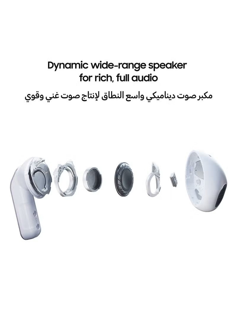سامسونج Galaxy Buds4, Real Metal Blade, 1-way Speaker, Super Clear Call, Adaptive Noise Control, Seamless Connection White White - Image 3