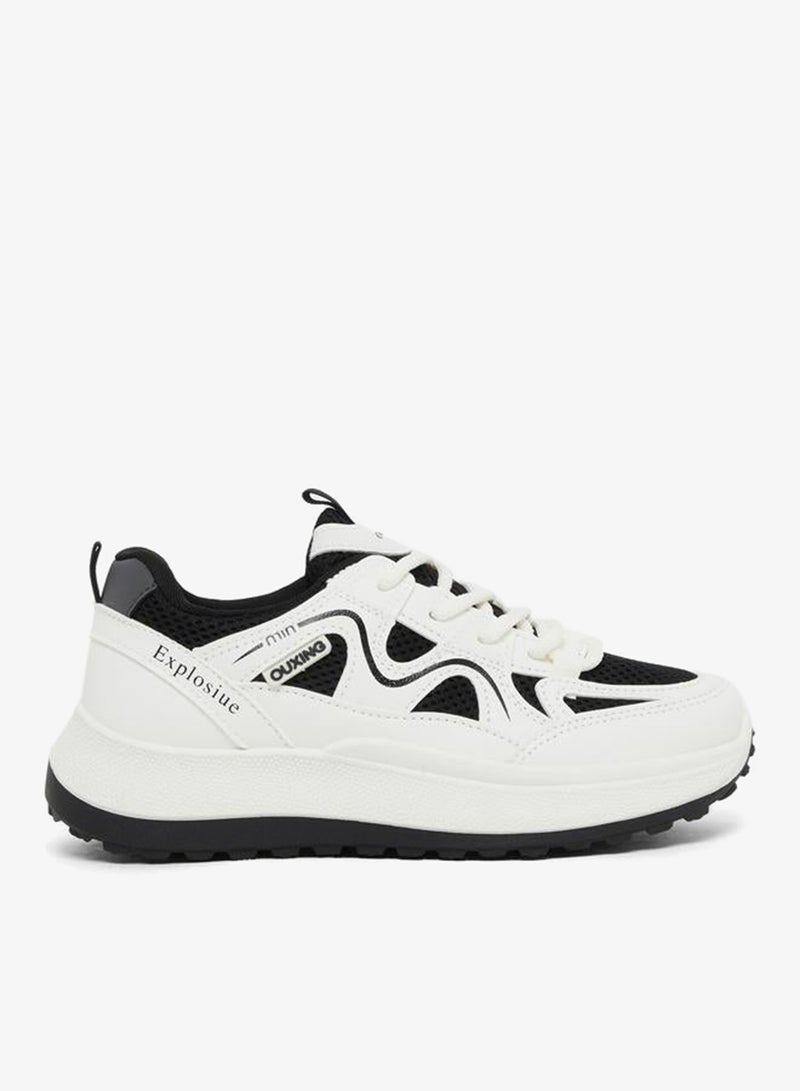 Styli Active Color Block Lace-Up Chunky Sneakers with Back Pull Tab - Image 1