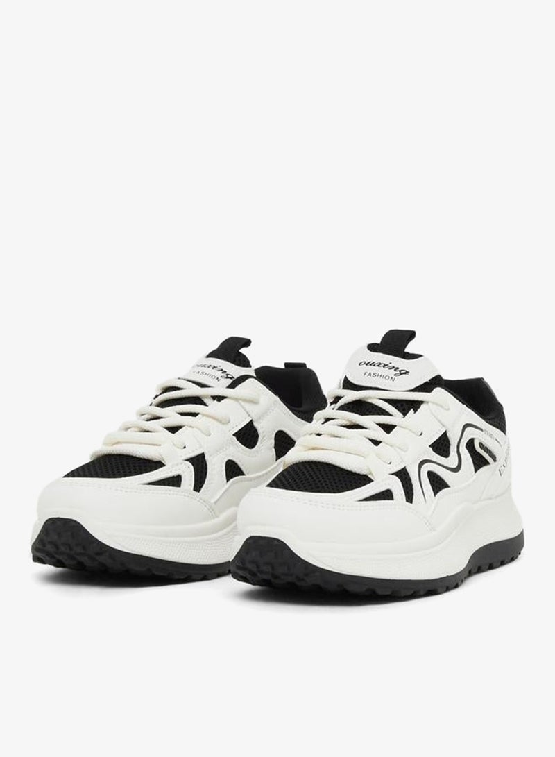 Styli Active Color Block Lace-Up Chunky Sneakers with Back Pull Tab - Image 3