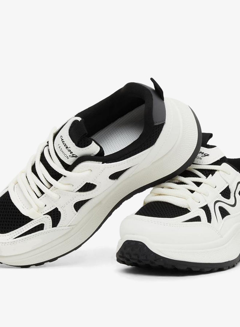 Styli Active Color Block Lace-Up Chunky Sneakers with Back Pull Tab - Image 4