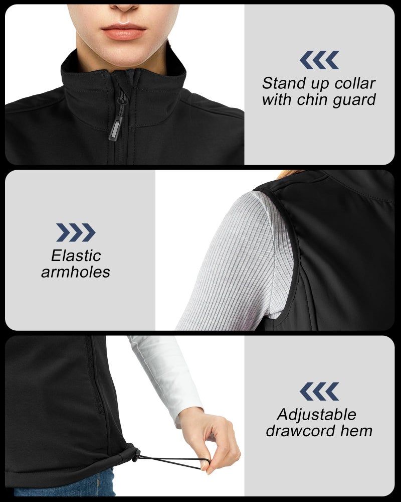 Outdoor Ventures Women's Lightweight Softshell Vest Windproof Fleece Lined Zip Up Sleeveless Jacket for Running Hiking Golf - Image 4