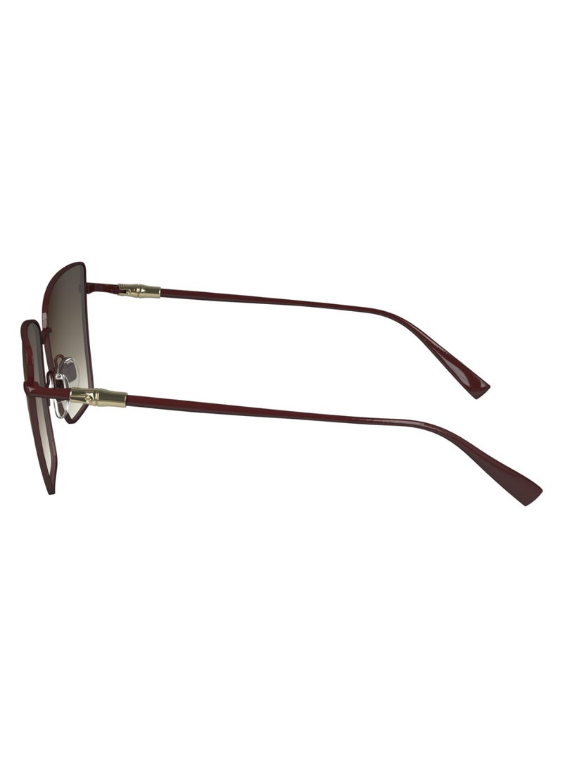 Longchamp نظارات شمسية معدنية مربعة الشكل للنساء حماية من الأشعة فوق البنفسجية LO172S-601-5815 - حجم العدسة: 58 - بورغندي - Image 4