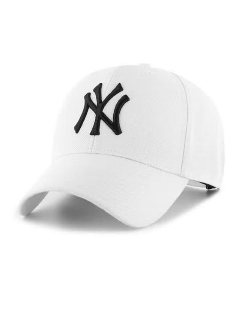 Baseball Cap – White Adjustable Casual Hat with Black Embroidered Logo - Image 1