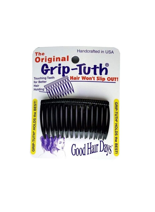 Good Hair Days Grip-Tuth Combs - Set Of 2 Hair Side Combs - Hair Combs For All Types Of Hair - Decorative & Hair Styling Women Accessories  (Black, 2 ¾ ″ Wide)