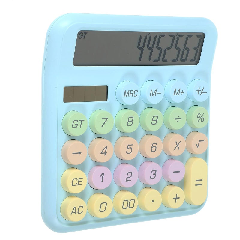 Sky Blue Mechanical Keyboard Calculator Portable Basic Office Calculator For Students With Vibrant Decorative Design Easy Operation Addition Subtraction Multiplication Division - Image 2