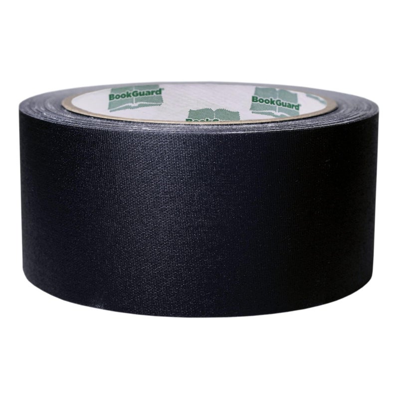 BookGuard 2 Inch Bookbinding Tape, Vinyl Coated Cotton Cloth Book Tape, Ideal Book Repair and Library Supplies - 15 Yards, Black - Image 1