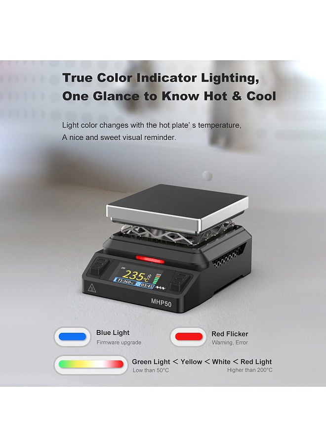Miniware Constant Temperature Heating Platform 50*50mm Enlarged Heating Area Built-in Cooling Fan 160*80 LCD Display Segmented Heating Design  - Image 2