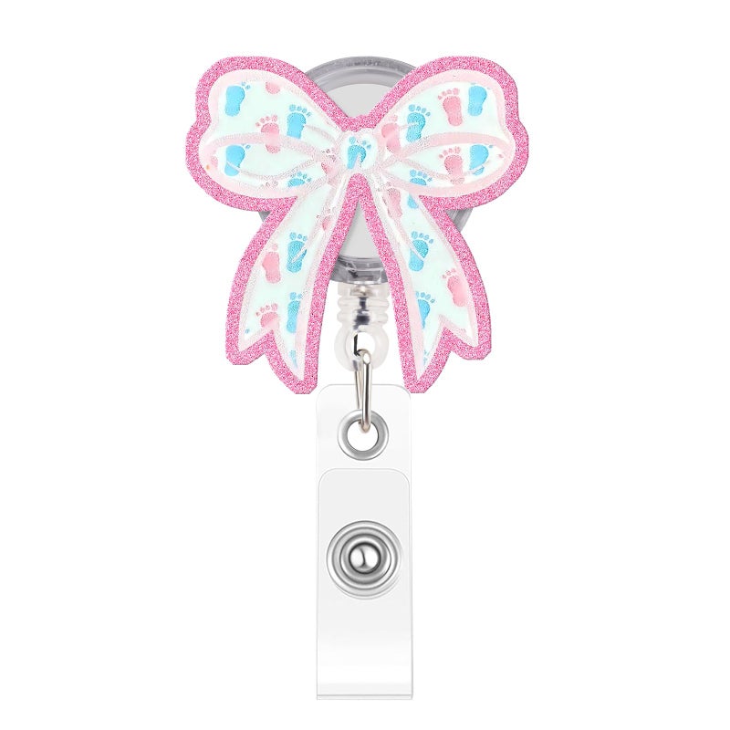 Kimoli Funny Nursing Badge Reel Cute Bow Labor and Delivery Nurse Badge Reel Pink Id Card Holder with Clip for Rn Doctor Healthcare Teacher Nurse Gifts - Image 1
