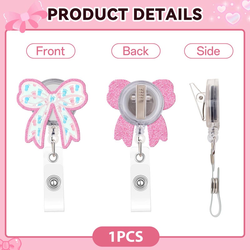 Kimoli Funny Nursing Badge Reel Cute Bow Labor and Delivery Nurse Badge Reel Pink Id Card Holder with Clip for Rn Doctor Healthcare Teacher Nurse Gifts - Image 4
