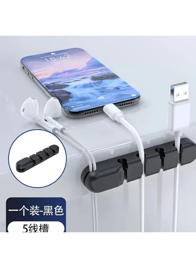 Silicone Cable Organizer For Car Desktop Durable Flexible Easy To Use Wire Cord Holder Mouse 3 Line Slot Black - Image 2