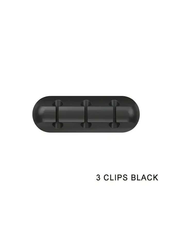 Silicone Cable Organizer For Car Desktop Durable Flexible Easy To Use Wire Cord Holder Mouse 3 Line Slot Black - Image 3