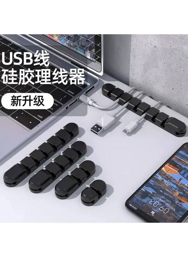 Silicone Cable Organizer For Car Desktop Durable Flexible Easy To Use Wire Cord Holder Mouse 3 Line Slot Black - Image 5