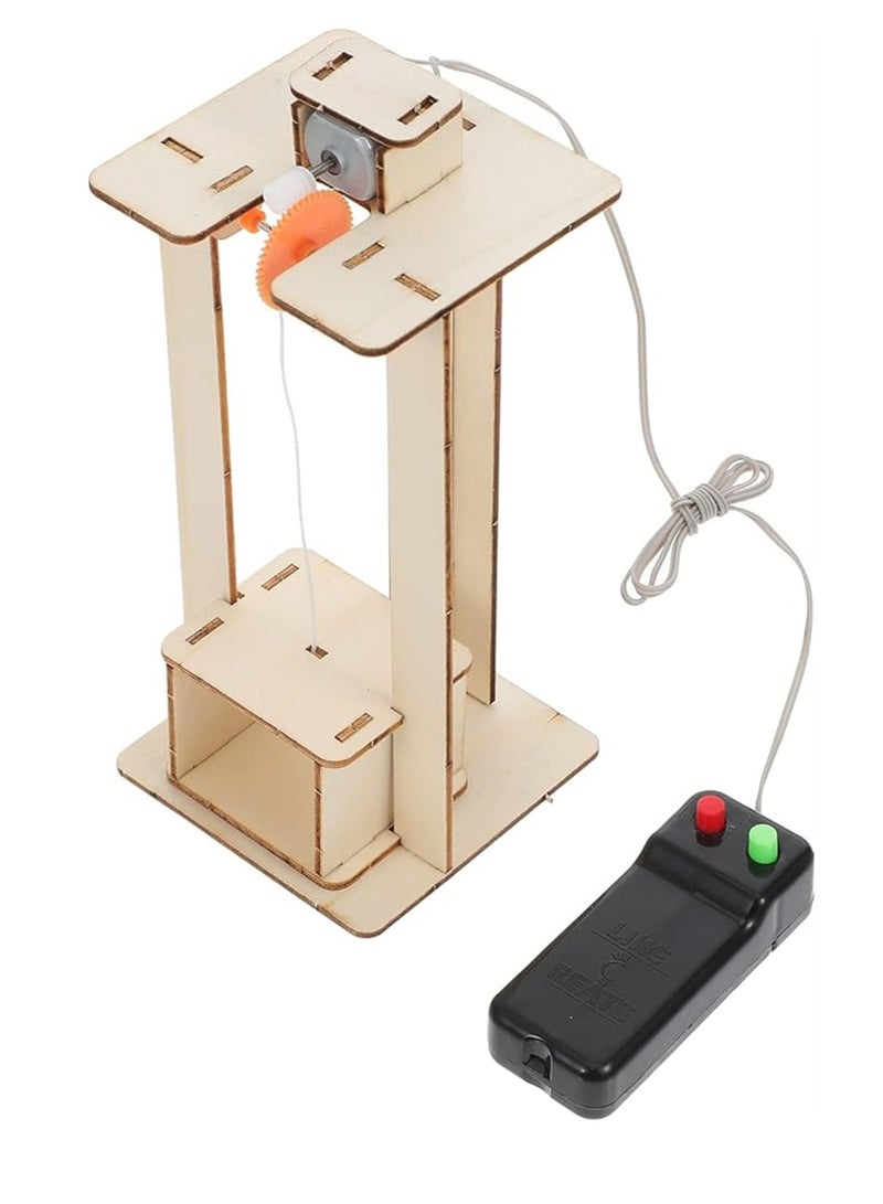 general DIY Wooden Elevator Kit, Kids DIY Elevator Set Lifts Elevator Model, DIY Crafts Making Kit Early Education Learning Toy, Model Building Kits with Battery for Children Kids - Image 1