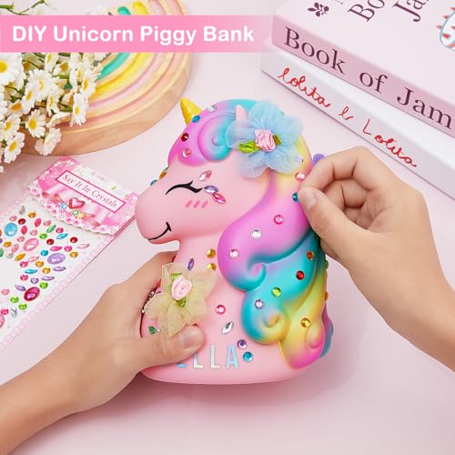 MHJY Piggy Bank Unicorn Money Bank Unbreakable Coin Bank with DIY Stickers Home Decor for Kids Girls Birthday Easter Pink - Image 3