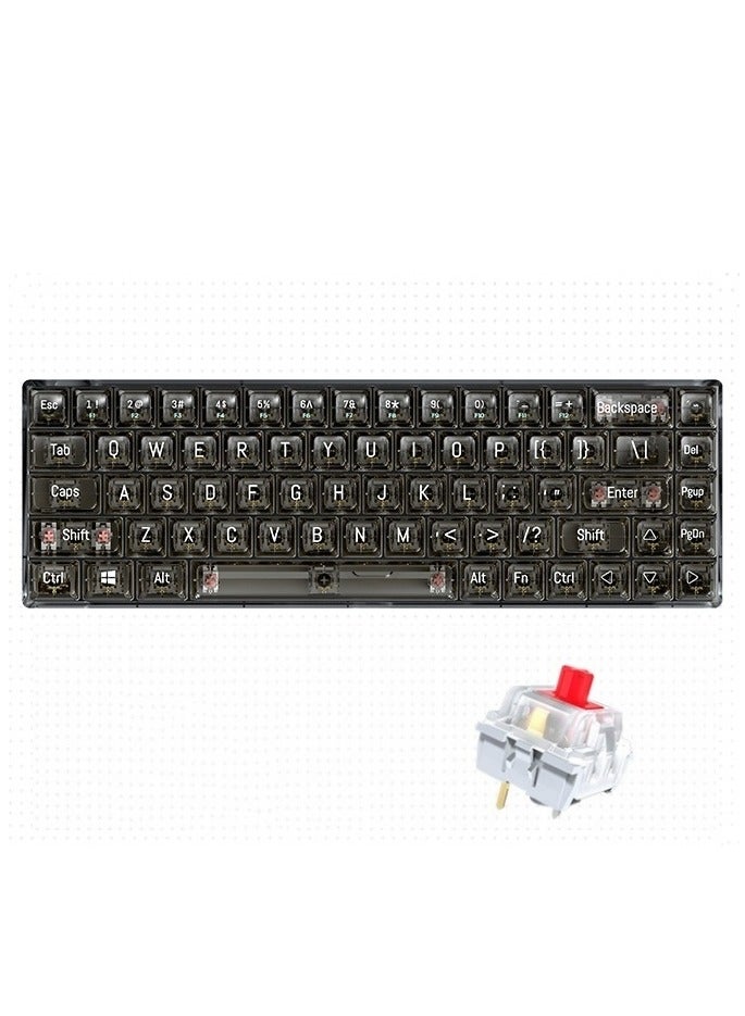 Transparent Gaming Keyboard,68 Keys USB Wired Mechanical Keyboard with Transparent PBT Keycaps and RGB Side Light for Office Gaming,Suitable for PC/Ps4/Xbox Gamers,Red Switch - Image 1