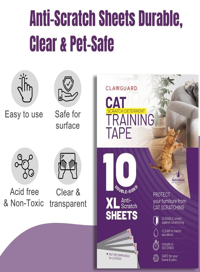 CLAWGUARD Cat Training Tape Sheets – 10 XL (17x11.5 in) Double-Sided Anti Scratch Shields – Cat Scratch Furniture Protector for Sofa, Couch & Surfaces - Image 5