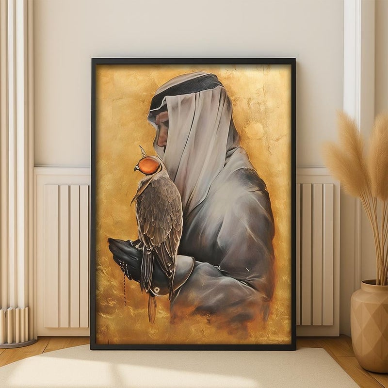 Marktna One canvas painting with a Najdi art design and a hollow frame, measuring (60×90), single piece - Image 3