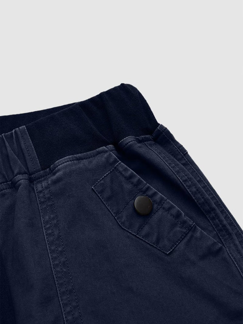 Flamingals Straight Leg Pants for Women Drawstring Waist Mid Rise Casual Solid Seam Detail Pant Dark Blue M - Image 5