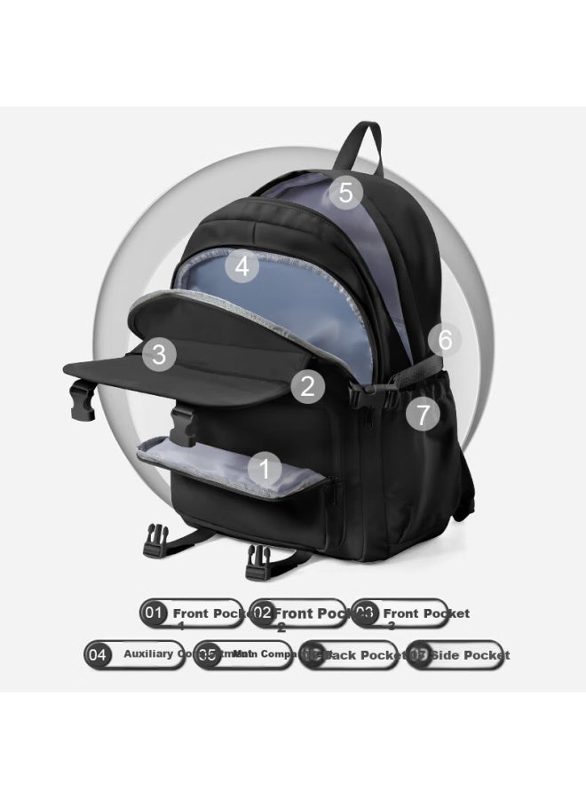 Landcase Middle School Student Backpack For Girls High-value Lightweight Primary School Shoulder Bag Grades 4-6 Large Capacity Lightweight 3173 Black - Image 3