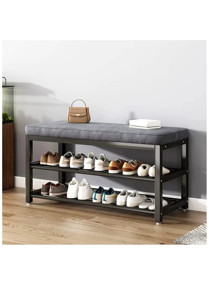 YQbest Shoes Bench, Shoe Changing Stool for Closet, Entryway Garage & Corridor,with Cushion Padded Seat, Shoe Organizer with Storage for Entryway Hallway Bedroom Living Room Sturdy & Durable Shoes Rack  - Image 1