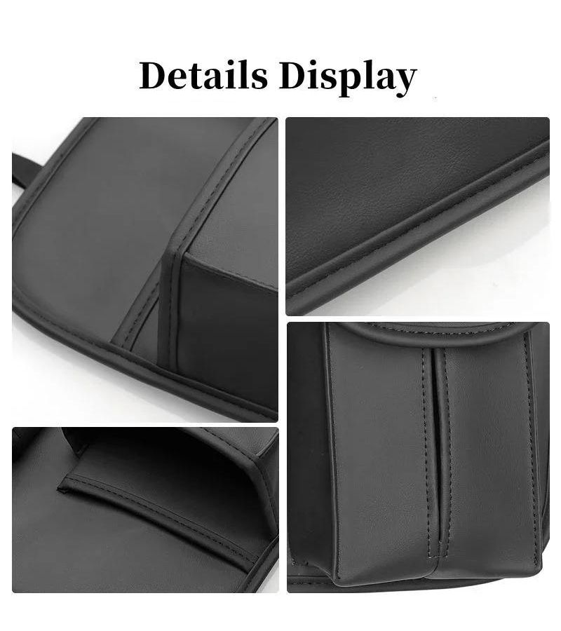 Large Capacity Red Faux Leather Car Seat Organizer With Cup Holder And Mesh Pocket - Image 4
