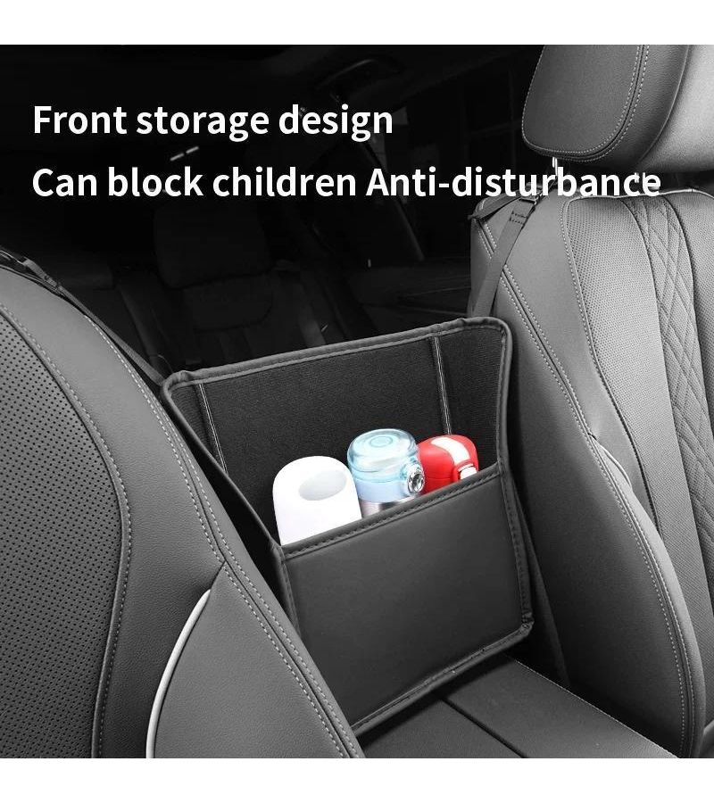 Large Capacity Red Faux Leather Car Seat Organizer With Cup Holder And Mesh Pocket - Image 1