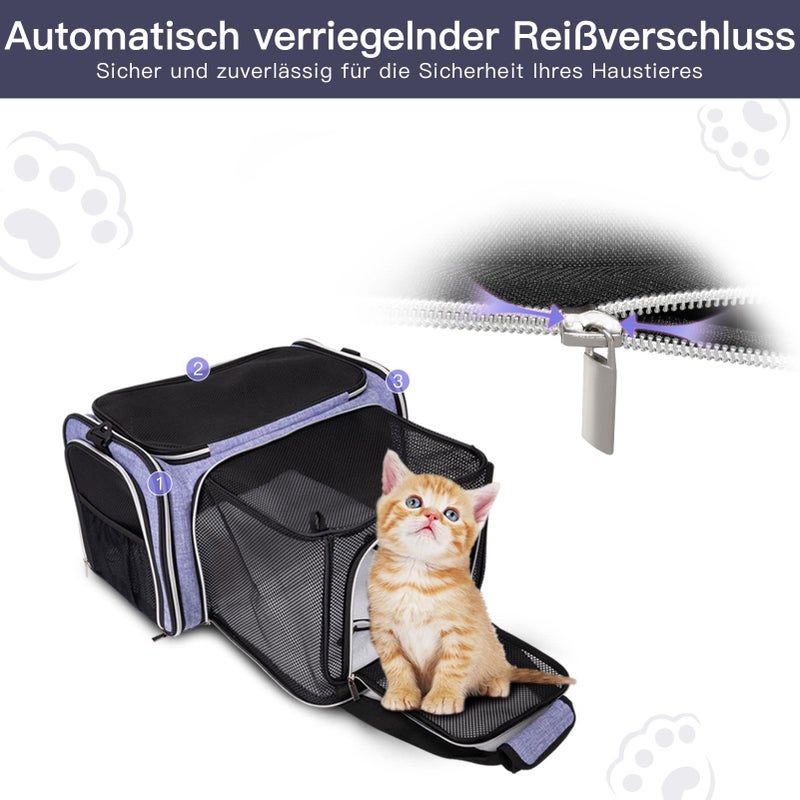 BAGLHER Cat Carrier Bag,Airline Approved Pet Carrier Soft Side Pet Travel 5 Sides Open Doors 3 Sides Expandable Foldable Dog Carrier with Fleece Pad - Image 4
