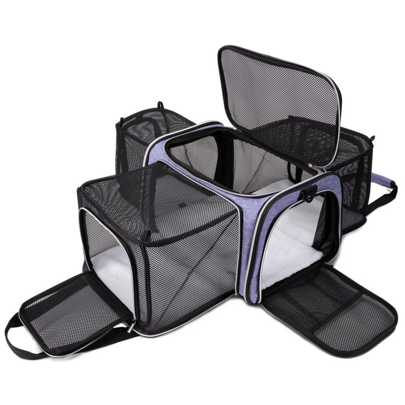 BAGLHER Cat Carrier Bag,Airline Approved Pet Carrier Soft Side Pet Travel 5 Sides Open Doors 3 Sides Expandable Foldable Dog Carrier with Fleece Pad - Image 1