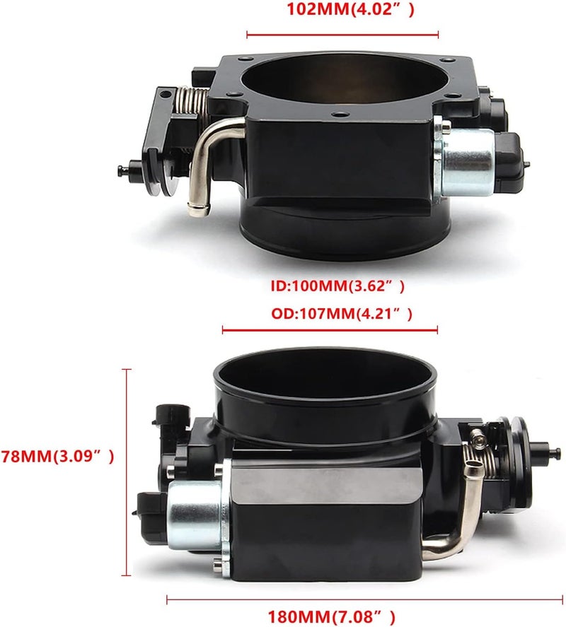 POSENG 102mm Throttle Body 4-Bolt for LS1 LS2 LS3 LS6 LS7 LSX Drive by Cable with Throttle Position Sensors TPS IAC Aluminum Black HTRACING - Image 3