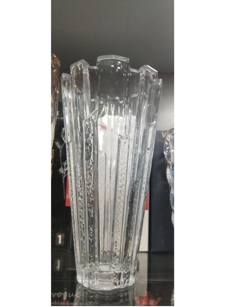 Decorative Transparent Glass Vase, Elegant Embossed Design, Suitable for Flower Arrangements and Home Accessories - Image 1