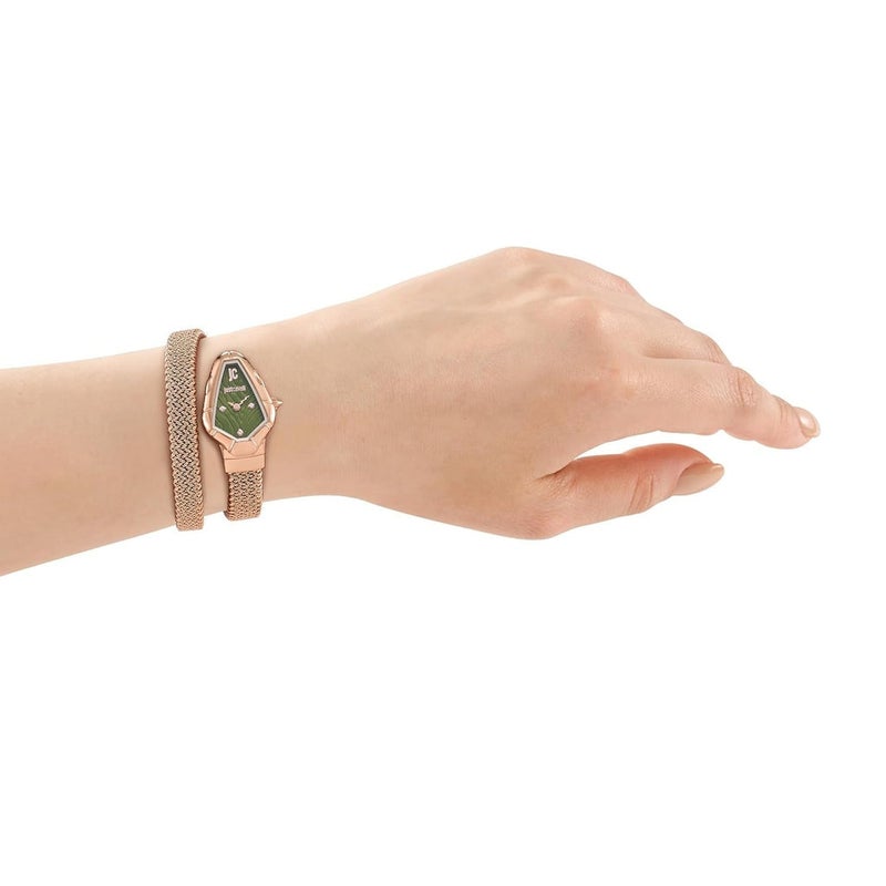 Just Cavalli Fiamma watch with green dial and rose gold-colored steel strap for women – JC1L426M0045 - Image 4