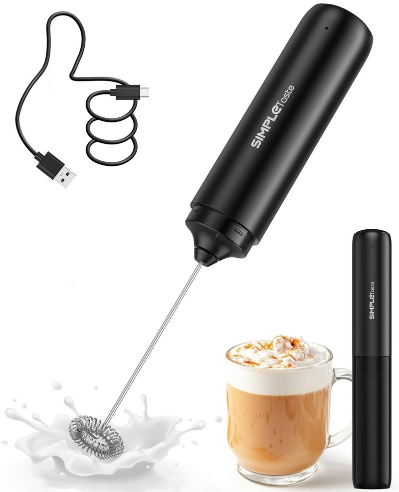 SIMPLETaste Milk Frother Wand Rechargeable Handheld Drink Mixer USBC Electric Whisk with Stainless Steel Whisk for Coffee Lattes Cappuccino Matcha Hot ChocolateCreamer