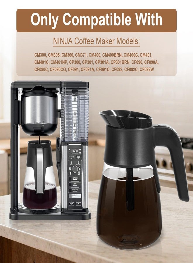 PCTTOIL 10-Cup Glass Carafe Replacement for Ninja CM401/CM400/CM300/CM371/CP301 Coffee Makers, Ninja Coffee Pot Replacement with Brew-Through Lid - Image 2