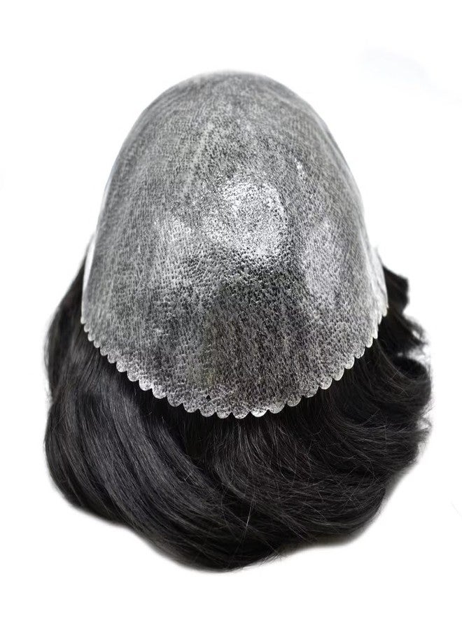 SINGA HAIR Toupee for Men Real Human Hair Replacement System Injected Poly Skin Mens Toupee Wigs Durable PU Hair Piece Unit for Men (8X10-120% Medium Light to Medium Density-#1 Jet Black - Image 5