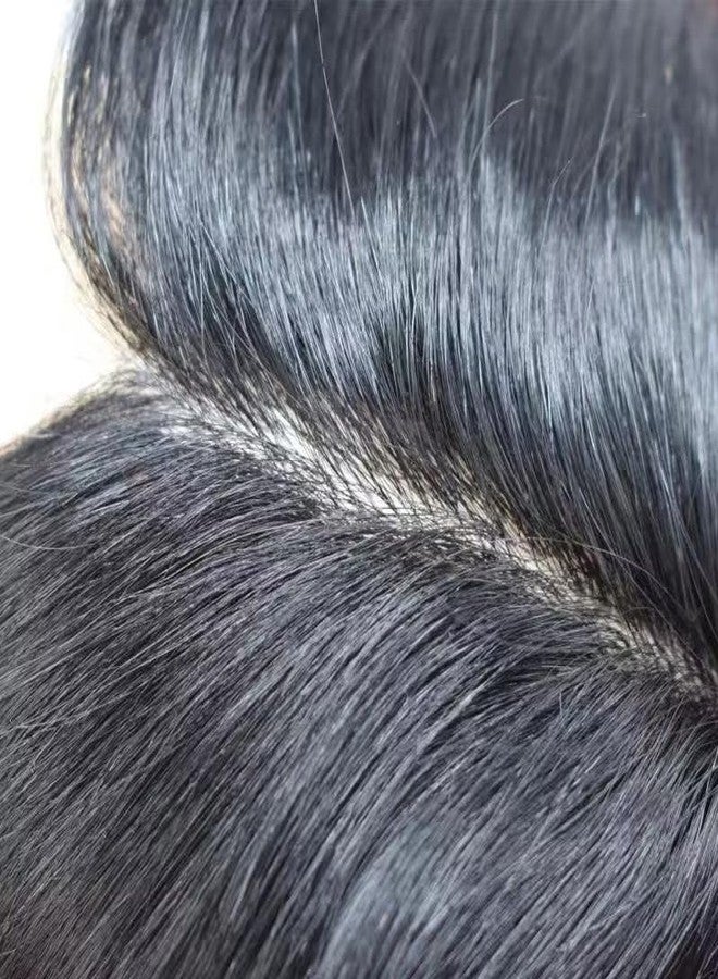 SINGA HAIR Toupee for Men Real Human Hair Replacement System Injected Poly Skin Mens Toupee Wigs Durable PU Hair Piece Unit for Men (8X10-120% Medium Light to Medium Density-#1 Jet Black - Image 3