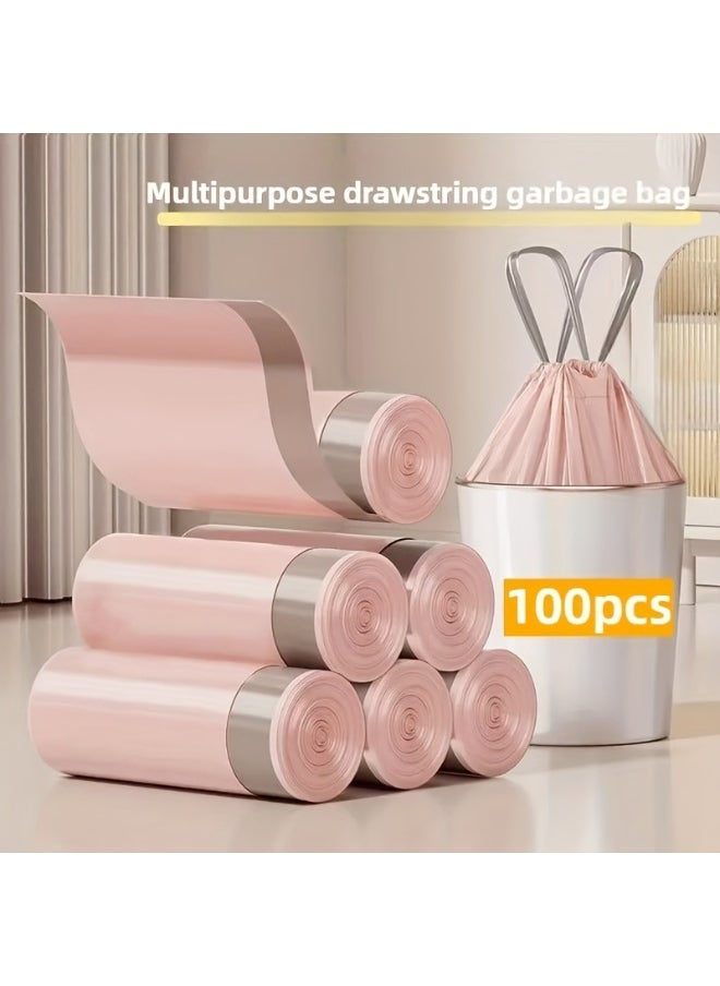 Generic 100pcs High Quality Plastic Drawstring Pink Garbage Bags | Colorful Garbage Bag, Suitable for Kitchen, Bathroom, Bedroom, Living Room, Home Use - Portable Trash  - Image 3