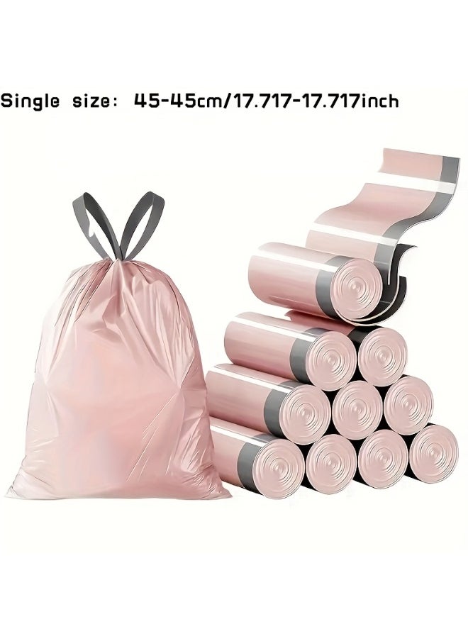 Generic 100pcs High Quality Plastic Drawstring Pink Garbage Bags | Colorful Garbage Bag, Suitable for Kitchen, Bathroom, Bedroom, Living Room, Home Use - Portable Trash  - Image 2