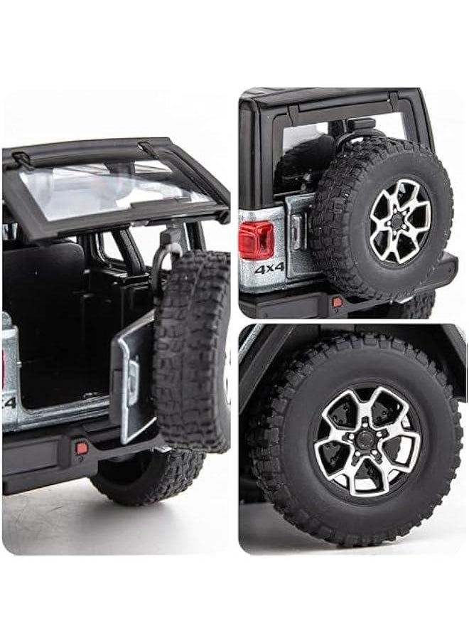 Generic - Compatible for 7 Door Wrangler Toy Car 1/32 Die-cast Pull Back Model Car with Sound and Light Toy Vehicle Cars for Kids Ages 4-8 Festival Gift Silver Car - Image 1