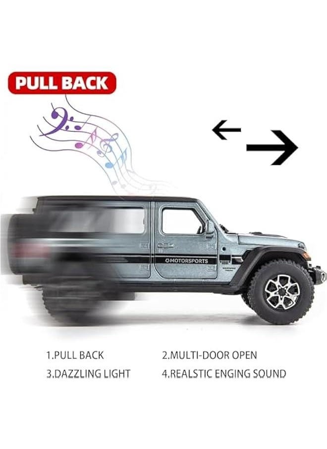 Generic - Compatible for 7 Door Wrangler Toy Car 1/32 Die-cast Pull Back Model Car with Sound and Light Toy Vehicle Cars for Kids Ages 4-8 Festival Gift Silver Car - Image 1
