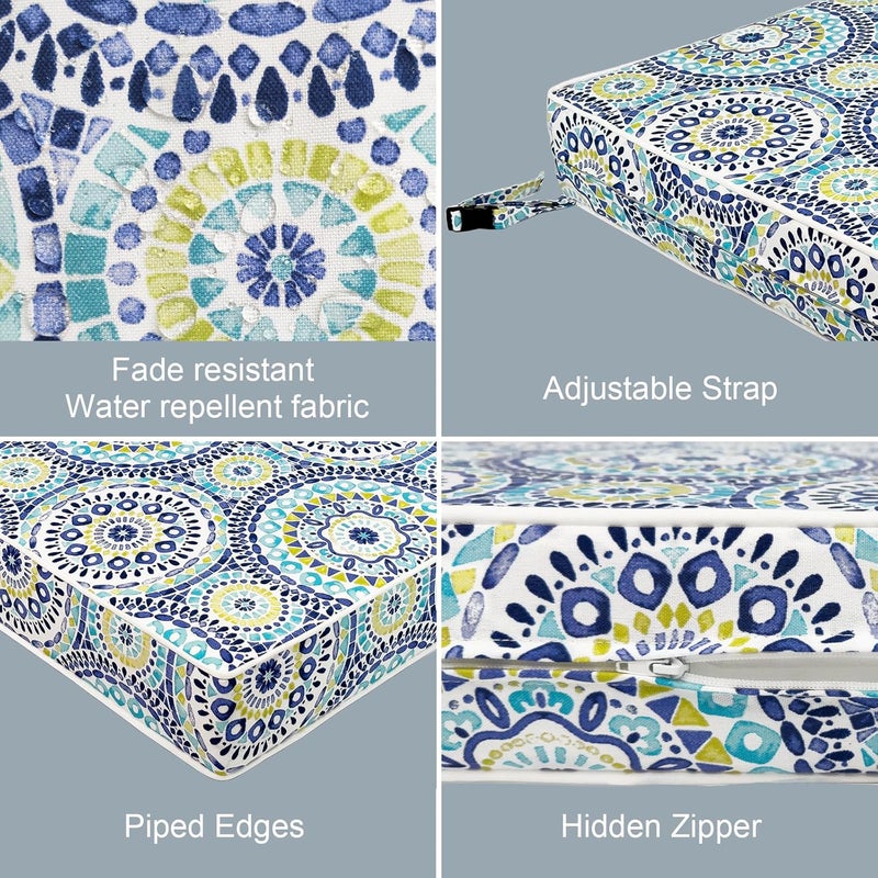 LVTXIII Patio Chair Cushions 19"x19"x3", Water-Repellent Seat Cushions for Outdoor/Indoor Furniture, Square Chair Pads with Ties for Dining Chairs and Home Garden Decoration, Set of 2, Delancey Lagoon - Image 4