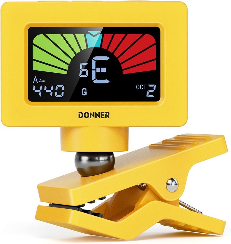 Donner Guitar Tuner Clip On Magnetic Guitar Tuner with Color LCD Display for Acoustic/Electric Guitar Ukulele Bass Violin Banjo Tuning DT-10 -Yellow - Image 1