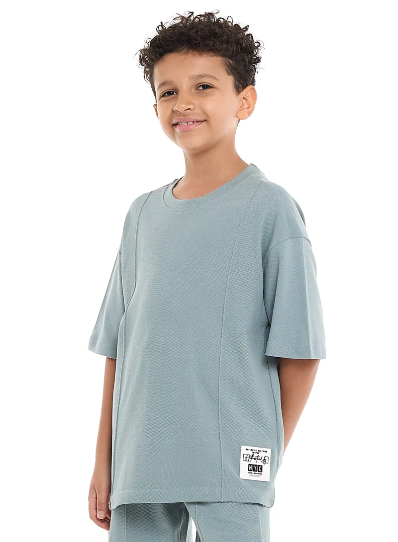victor and jane Victor and Jane Boys' Cord Set – Slate Grey T-Shirt and Shorts Outfit