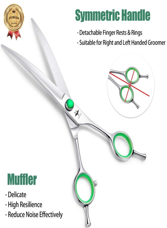 PURPLEBIRD 7 Inch Downward Curved Dog Grooming Scissors Professional Pet Cutting Shears Safety Noiseless Blunt Tip Trimming Shearing for Dogs Cats Japanese Stainless Steel Silver - Image 4